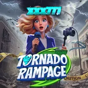 Tampilan grid unik berbentuk corong tornado pada slot Tornado Rampage